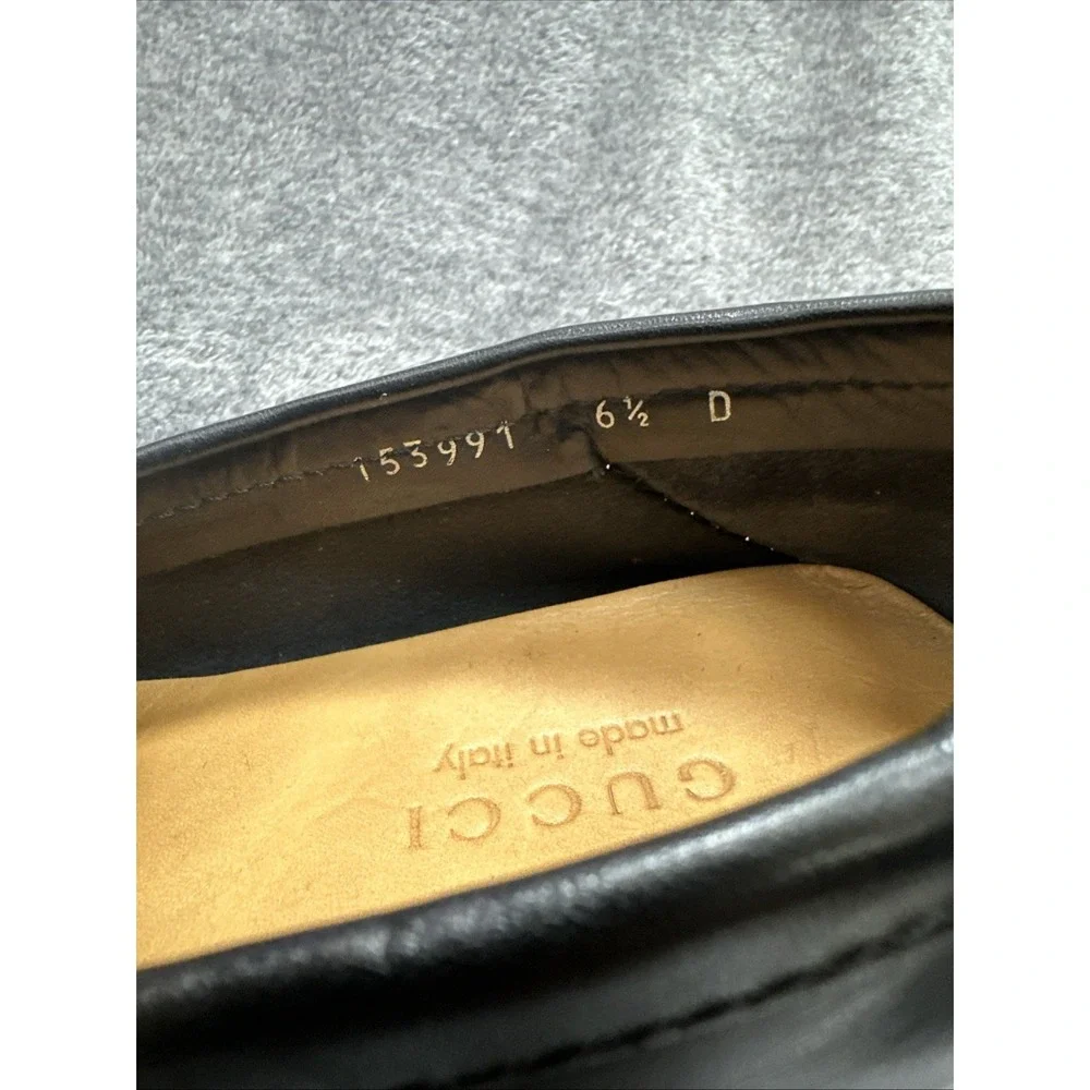 Gucci Mens Black GG Canvas Leather Loafers Drivers Shoes Size 6.5‎ D Made Italy